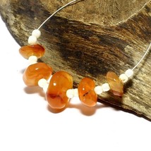 Carnelian Smooth Rondelle Mother Of Pearl Beads Natural Loose Gemstone Jewelry - £2.33 GBP