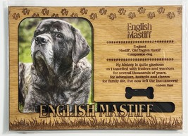 English Mastiff Dog Profile Laser Engraved Wood Picture Frame Magnet - £10.45 GBP