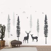 Woodland Nursery Decor  Dreamy Forest Theme Pine Tree Wall Decals with Animals - £28.86 GBP