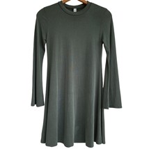 Jolie Women’s Shift Dress sz Medium Bell Longsleeves Army Green Knit Stretchy - £7.52 GBP