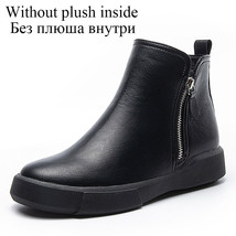 British Style Autumn Winter Warm Shoes Women Retro Zipper Flat Waterproof Boots  - £63.69 GBP
