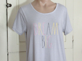 Rae Dunn sleepshirt gown Dream Big Medium gray heather stripe  New - £17.24 GBP