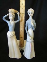 2 Tall Slender Ladies 11&quot; Porcelain Figurines - Fair Lady &amp; Peasant Girl - $16.14