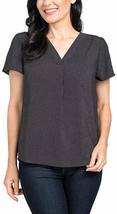 Hilary Radley Womens V-Neck Printed Blouse Size: XS, Color: Black&amp; Off-white dot - £22.01 GBP
