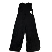 Robin Piccone Emily Jumpsuit Women L Black Gauzy Cotton Wide Leg Beach L... - $47.36