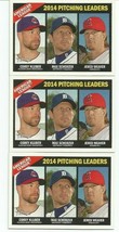 Three Corey Kluber (Cleveland) 2015 Topps Heritage Pitching Leaders Cards #224 - £5.30 GBP
