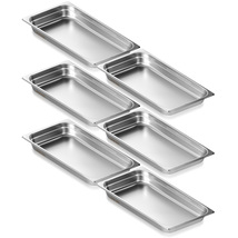 VEVOR 6 Pack Hotel Pans, Full Size Anti-Jam Pan, Stainless Steel, 2.5-Inch - $45.99