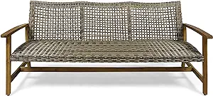 Christopher Knight Home Marcia Outdoor Wood Sofa, Wicker, 75.50 x 31.00 x 31.50, - £362.92 GBP