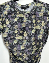 Lulus Long Sleeve Top Bloom With Me Black Floral Print Ruched Women&#39;s Small - £15.75 GBP