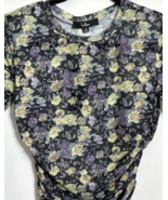 Lulus Long Sleeve Top Bloom With Me Black Floral Print Ruched Women's Small - $20.03