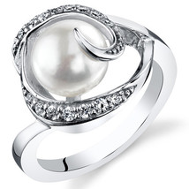 Sterling Silver 8.5mm Freshwater White Pearl Ring - £67.35 GBP+