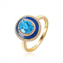 Diana M Jewels 1.55 Cts Blue Topaz Diamond Ring Size One Size - $11,135.26 MXN