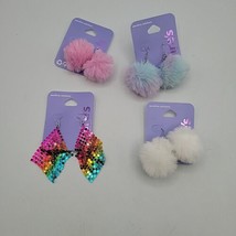 Claire&#39;s Accessories Pink White 3cm Pom Pom Drop Earrings Lot NWT - £11.72 GBP