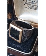 Vintage 2005 Birmingham Hallmarks Silver Onyx Huge Solid Signet Ring UK ... - $2,787.37 MXN