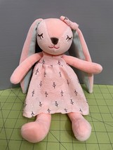 Cuddly Pink Sleepy Bunny Rabbit Easter Long Floppy Ears Plush Stuffed Rag Doll - £10.20 GBP