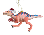 Noble Gems Santa Velociraptor Dinosaur  w Candy Cane Christmas Ornament ... - $17.15