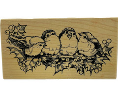 Christmas Winter Robins Birds Holly Berries Rubber Stamp PSX K-1884 Vintage 1996 - £19.30 GBP