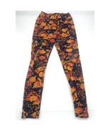Lularoe Leggings Women One Size OS 2-10 Navy Blue Orange Floral Stretchy... - $11.86 CAD