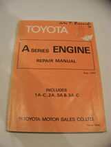TOYOTA TERCEL A SERIES ENGINE REPAIR MANUAL 1A-C, 2A, 3A, 3A-C 1979 - $50.54 CAD