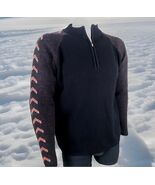 Neve Wool Ski Sweater Mens Size L Retro Black Red Colorblock 1/4 Zip Henley - €43,67 EUR