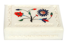 Handicraft Floral Painting Marble Storage Box for Jewellery/clips/pins - £22.79 GBP