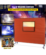 Welding Curtain 6&#39;x8&#39; Fireproof Fiberglass with Metal Frame, Wheels, Win... - £119.67 GBP