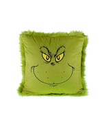 Dr Seuss The Grinch Green Faux Fur Grinch Face Pillow 16inx16in Polyeste... - $47.42