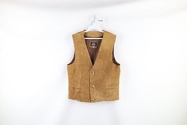 Vtg 90s Planet Hollywood Cancun Mens Small Spell Out Suede Leather Vest Jacket - £46.93 GBP