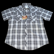 Wrangler Western Shirt Cowboy Pearl Snap Mens Size XL Gray White New wit... - $18.99
