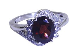 Jaipur 925 Solid Sterling Silver Resplendent Natural Red Ring, Garnet Re... - £19.41 GBP