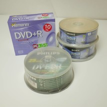 Bulk Lot of Sony, Philips &amp; Memorex Blank DVD+R Discs - 85 Discs Total - £35.02 GBP