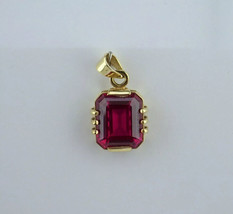 2.00Ct Emerald Simulated Red Ruby Solitaire Pendant 14K Yellow Gold Plat... - $154.43