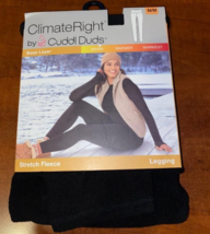 Climate Right Cuddl Duds Womens Medium Stretch Fleece Leggings Black Base Layer - $19.75