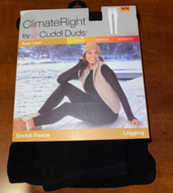 Climate Right Cuddl Duds Womens Medium Stretch Fleece Leggings Black Base Layer - £15.44 GBP