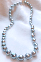 Natural-color Japanese blue Akoya baroque pearls necklace Birthday X&#39;mas gift - £273.64 GBP