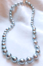 Natural-color Japanese blue Akoya baroque pearls necklace Birthday X&#39;mas... - $350.00