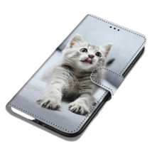 Anymob Samsung Case Gray Cute Kitten Painted Magnetic Flip Leather Card slot  - £23.24 GBP