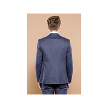 Men 3pc European Vested Suit WESSI by J.VALINTIN Extra Slim Fit JV17 Navy Blue image 9