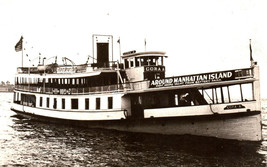 Manhattan Island Ferry RPPC Ship Boat Vintage Postcard - £6.25 GBP