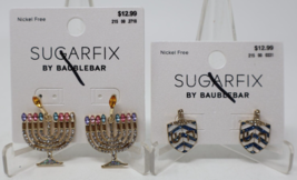 Sugarfix Baublebar Menorah Dreidel Jewish Holiday Hanukkah Earrings Lot of 2 NWT - $17.81