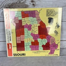 Vintage 1977 Judy Toys State of Missouri Wooden Child&#39;s Puzzle Cities Counties - £19.65 GBP