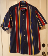 Vintage 90s Chaps Ralph Lauren Colorblock SS Shirt Button Down Stripe Sz L - £15.20 GBP