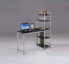 Black &amp; Chrome Writing Desk w/ Shelf - $190.99