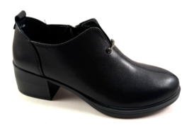 Bonavi 2R3-19 Black Leather Low Block Heel Shoe/Bootie - $167.22 CAD