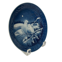 Georg Jensen Christmas Plate Snow Doves In Blue And White Vintage 1972 - £13.37 GBP