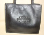 HARLEY DAVIDSON Black Leather Embroidered Logo Shoulder Bag Tote - £38.71 GBP