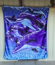 Dolphins Dolphin Oc EAN Water Sea Queen Size Blanket Bedspread - £43.59 GBP
