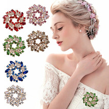 Women Flower Crystal Rhinestones Flower Brooch Accessories Jewelry Pin Gifts - £8.31 GBP