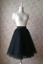 Black Tulle Midi Skirt Outfit Women A-line Plus Size Tulle Tutu Skirt image 3