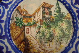 Antique majolica plate Albayzin Street, vibrant colors, hand painted, 9&quot; diam[2e - £19.46 GBP
